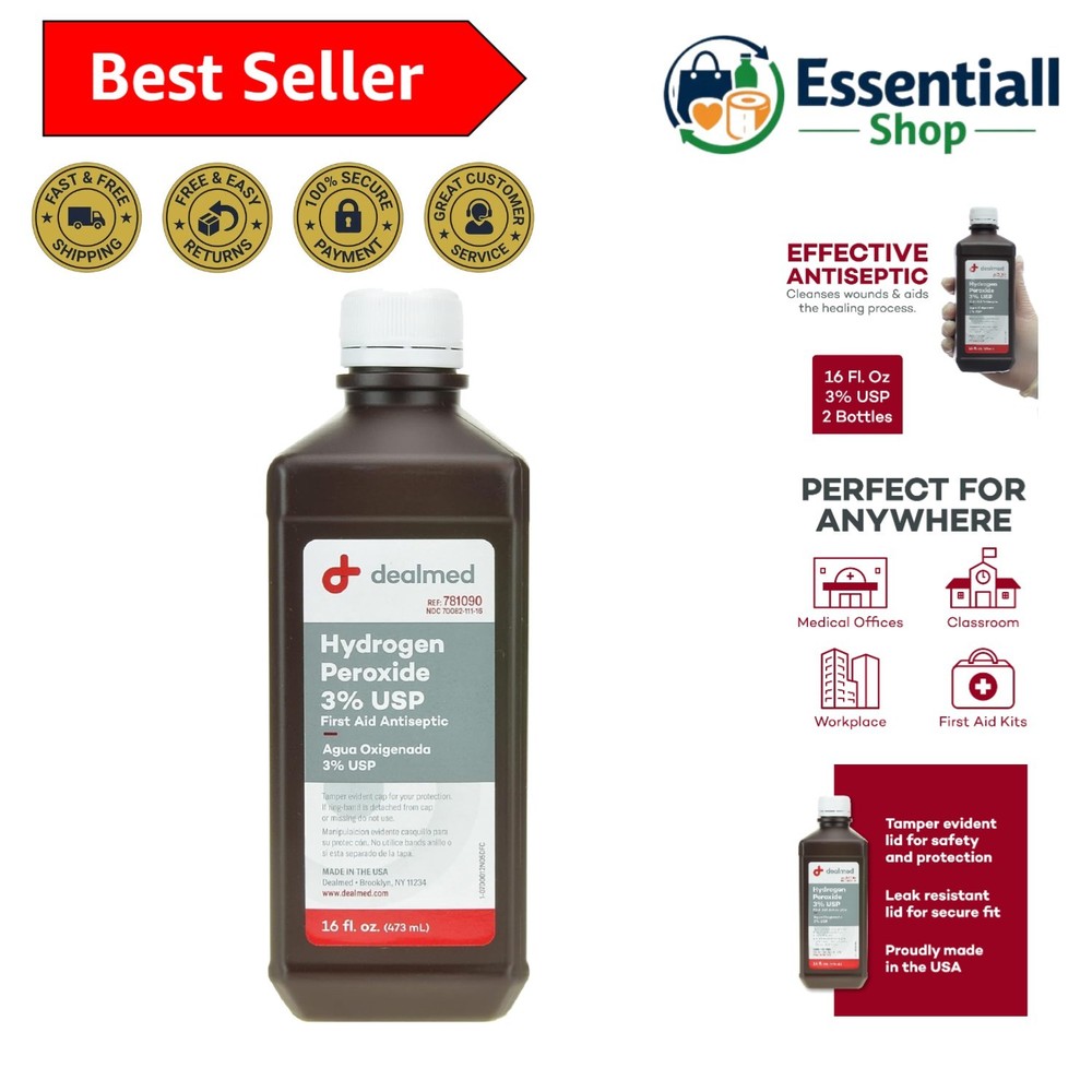 Hydrogen Peroxide 3% USP – 16 fl. oz.  Made Hydrogen Peroxide Cleaner, Hydrog...