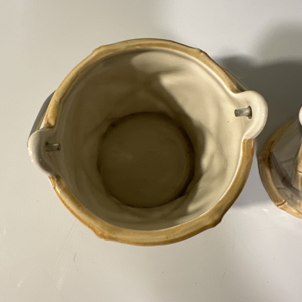 Vintage Image Inn Ceramic Creamer Sugar Set Bamboo Design