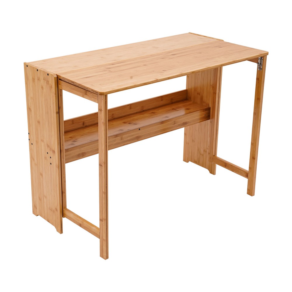 Folding Computer Desk, Modern Writing Table &Storage Shelf Home Office Work Desk