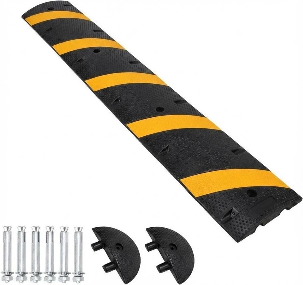 🔝1 / 2PC Rubber Speed Bump 6ft Cable Protector Ramp 2-Channel Modular 2 end cap