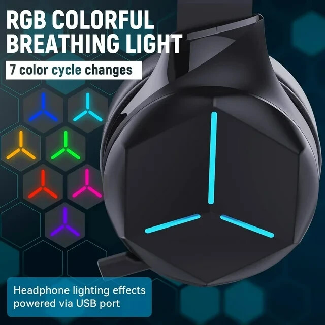 PS5 Switch Xbox PC Gaming Headset, RGB Wireless, Low Latency, Bluetooth Mic