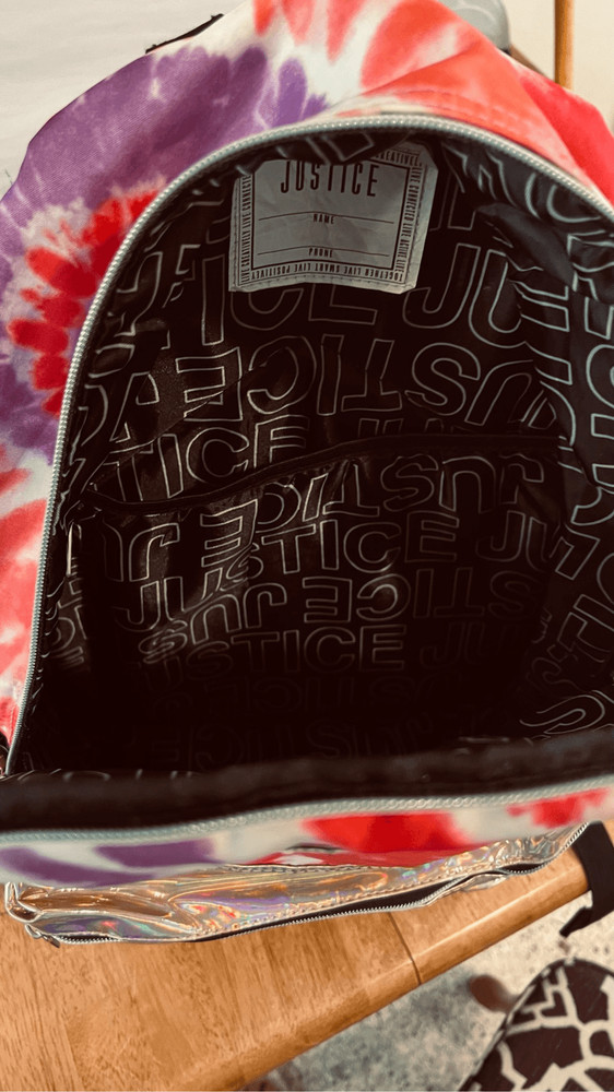 JUSTICE LARGE PINK AND PURPLE TIE DYE BACKPACK