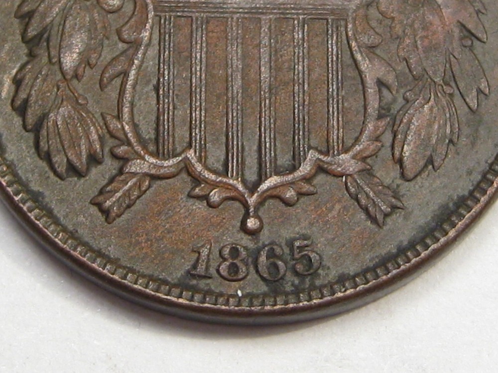 Better Date 1865 2¢ Two Cent Piece w/ Full "WE". #15
