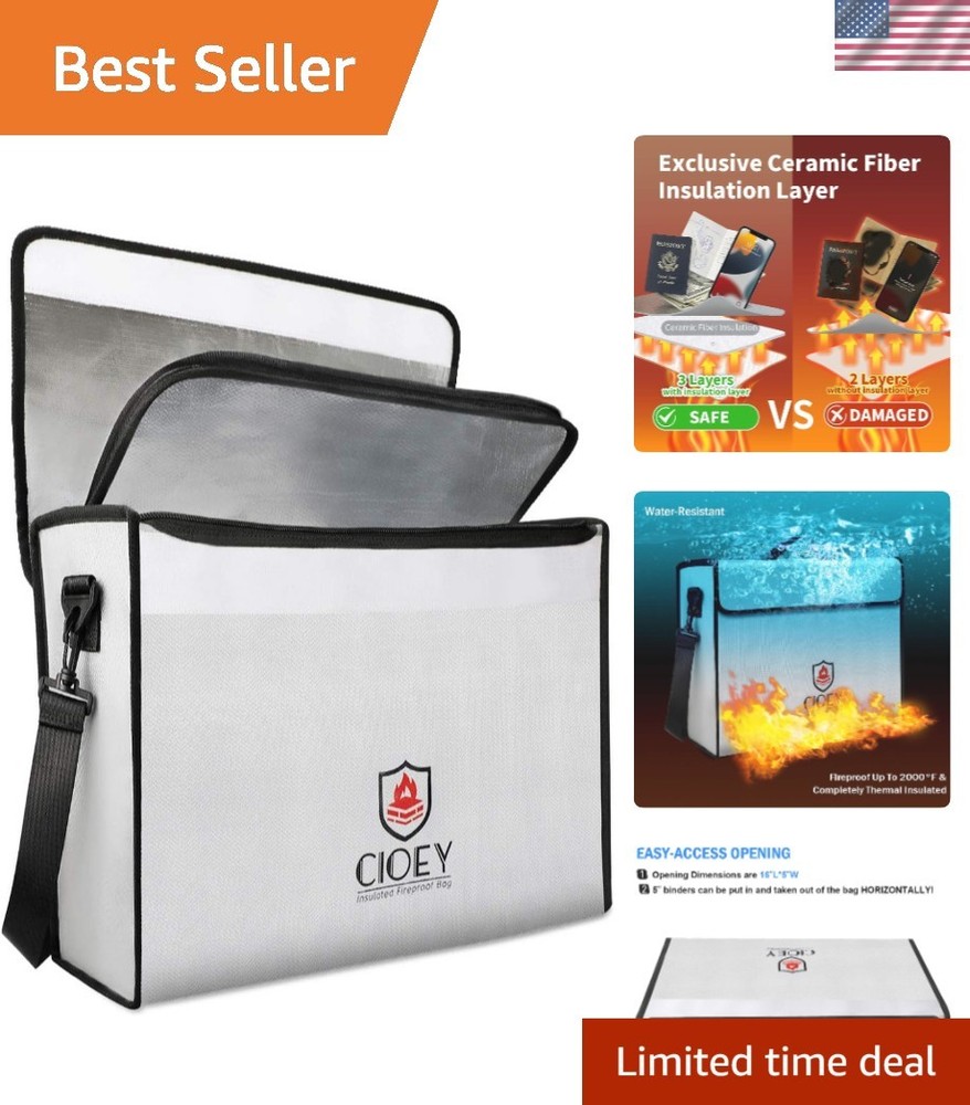 Fireproof Document Bag - XL Silver Waterproof