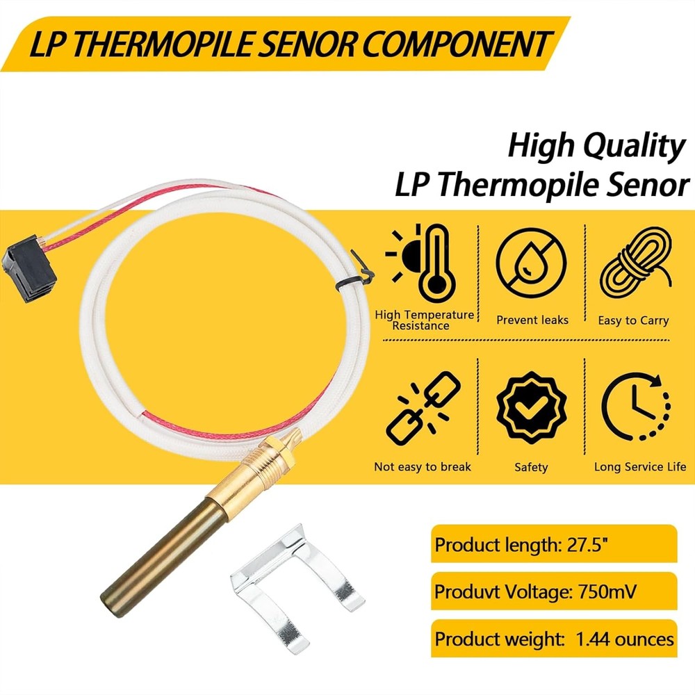 LP Thermopile Senor Component for Pilot Burner Assembly Replace White