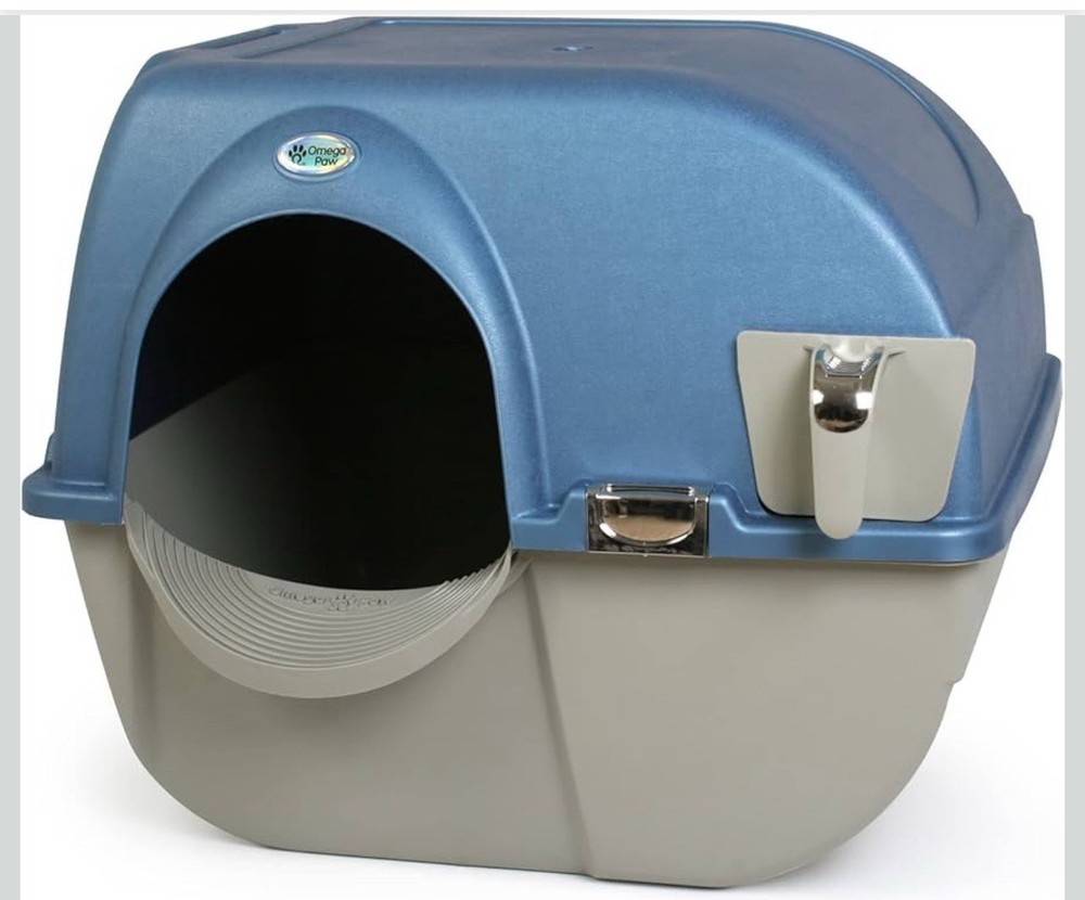 Omega Paw Premium Roll 'n Clean Litter Box Large,Cat, Peral Blue