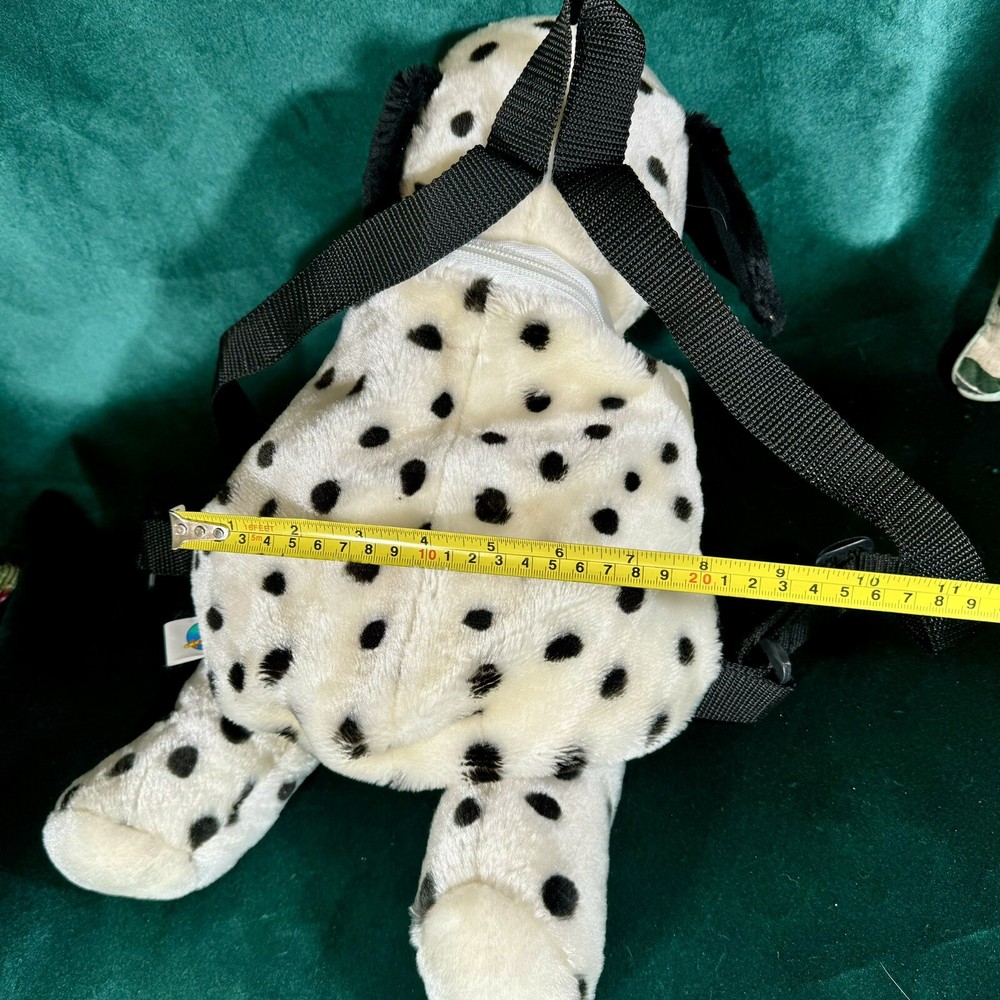 Plushland Dalmatian Backpack Zips Close With Adjustable Black Straps