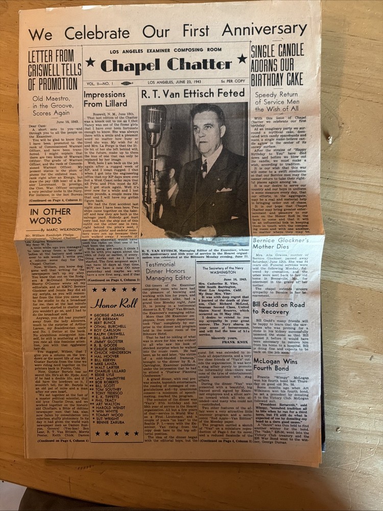1940’s Chapel Chatter Newspaper Press