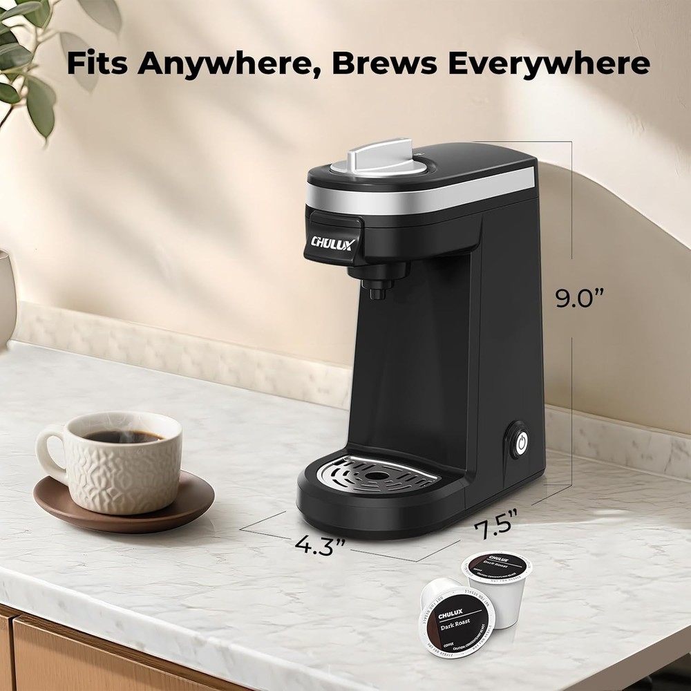 800W Mini Coffee Machine - Auto Shut-off & One Button Operation for 12oz Brew