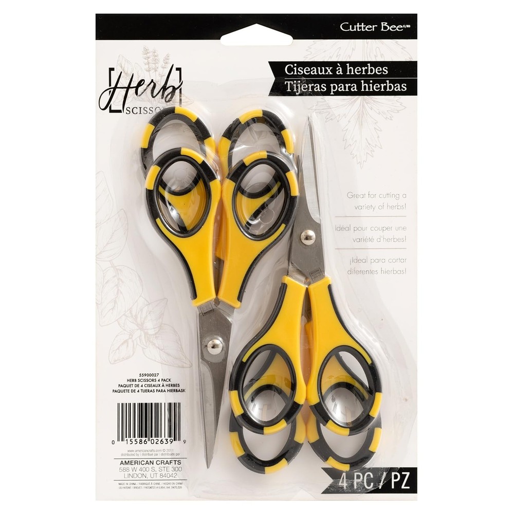 EK Tools Cutter Bee Scissors 4 Pack, Black and Yellow, Multi Pack Scissors for