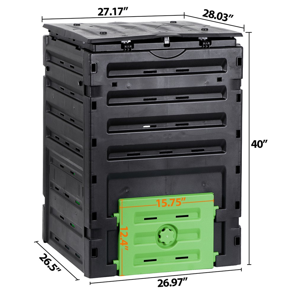 Compost Bin 120 Gallon Large Outdoor Composter PP Material Lightweigt Sturdy