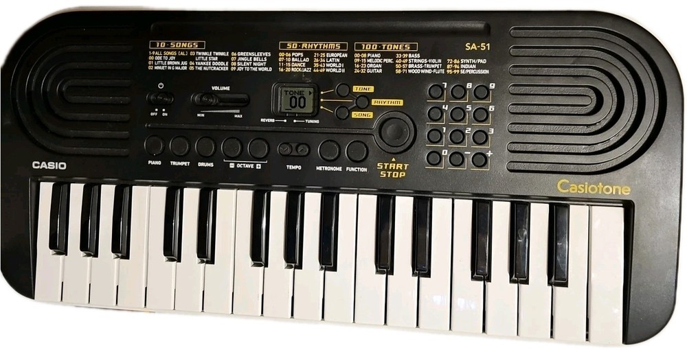 Casio SA-51 32-Key Mini Portable Keyboard Black Tested & Working