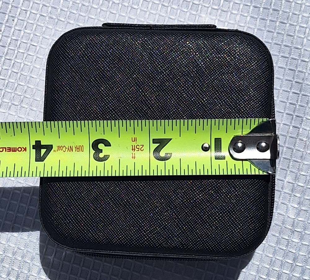 Black Jewerly Box Container Empty Hinge Open 4"x4"