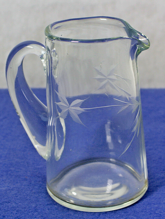 Clear Glass Etched Star Flower Pitcher