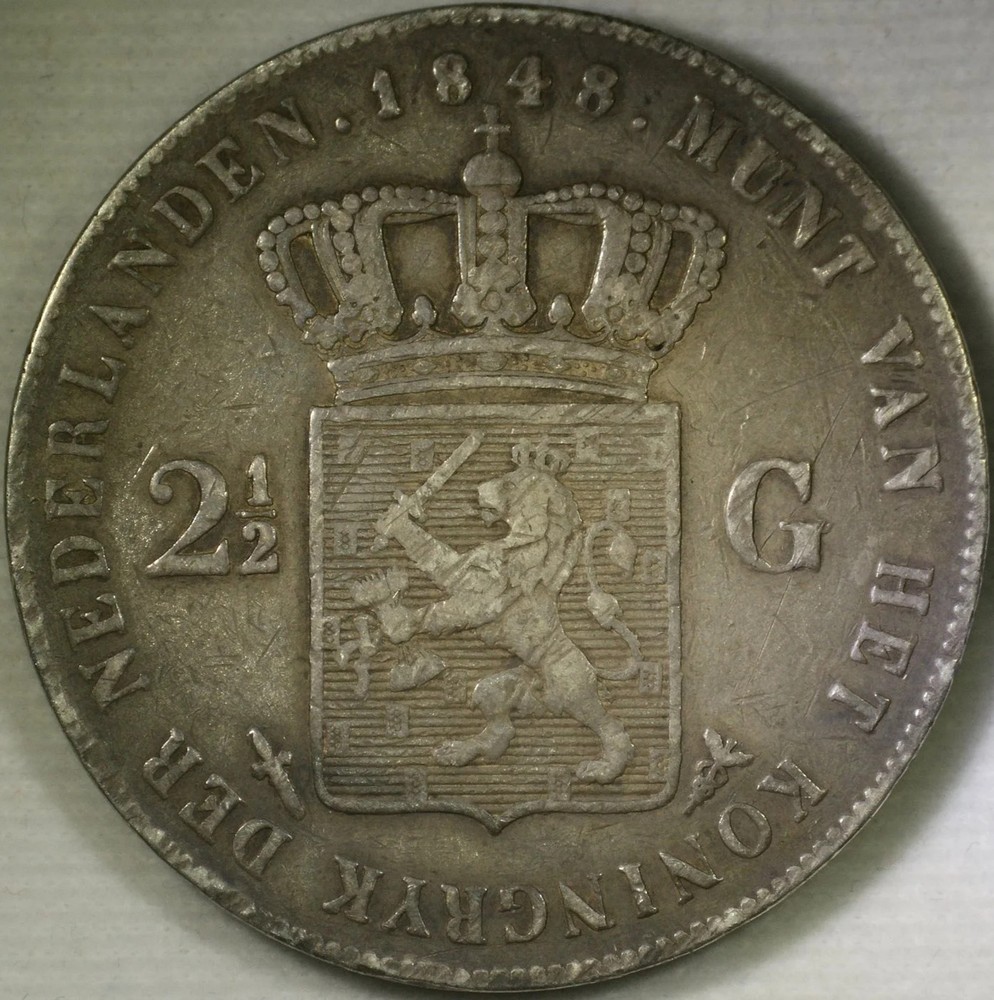 1848 Netherlands. William II. 2½ Gulden