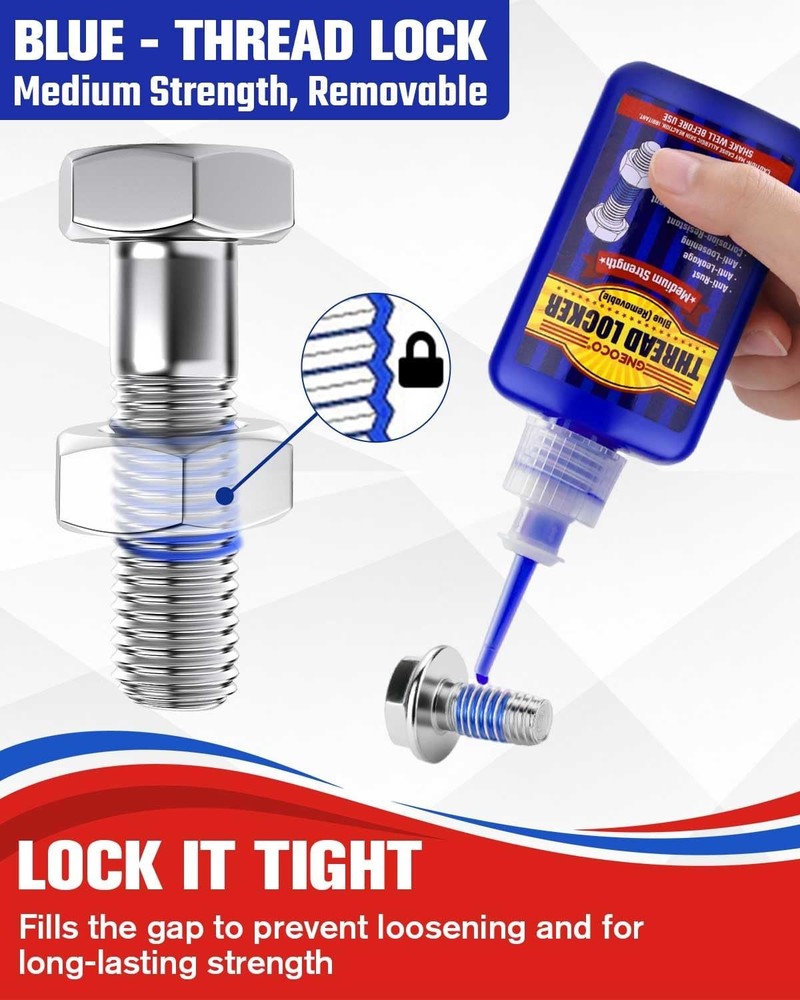 Threadlocker Blue, Thread Lock Medium Strength Lock Tight for Nuts, Bolts, Faste