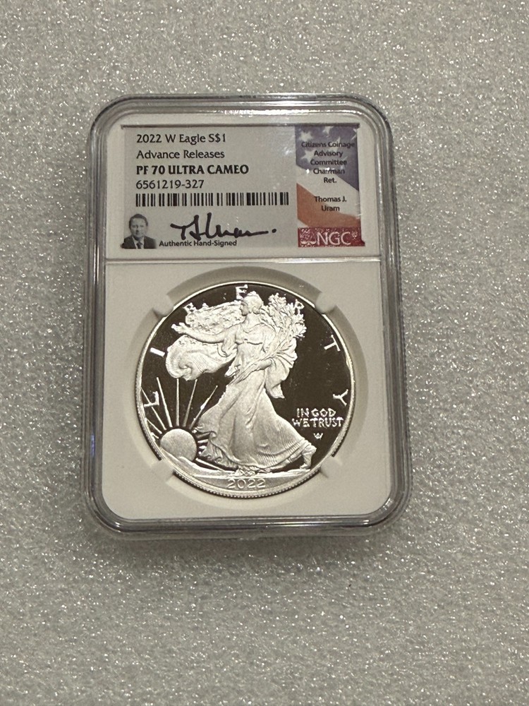 2022 W Proof Silver Eagle NGC PF 70 UCAM Advanced Release ~ Thomas Uram Signed