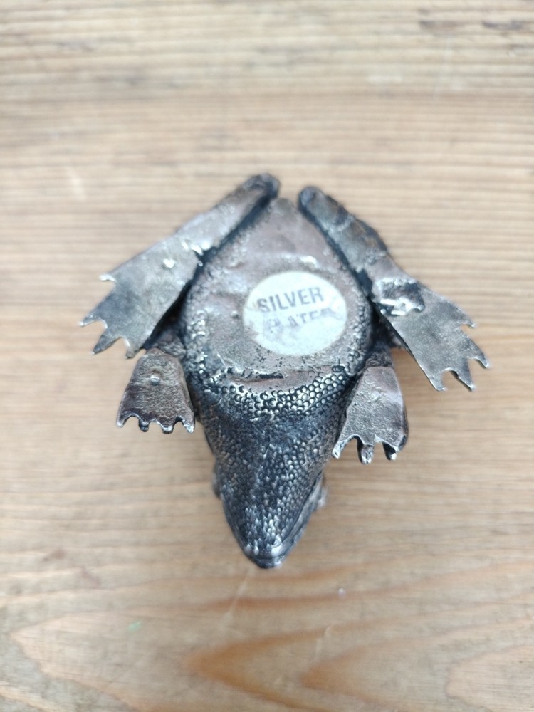Vintage Silver Plated Cast Frog Toad Candlestick