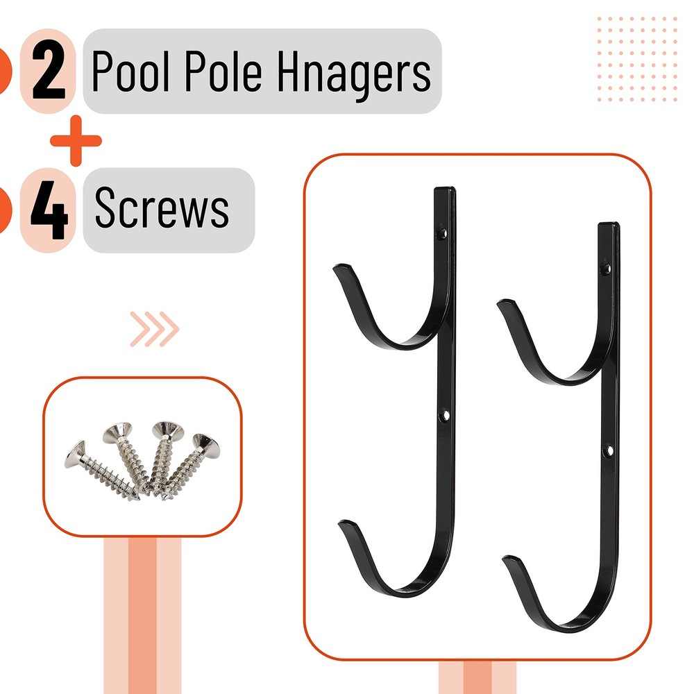 Pool Pole Hanger - 2 Pack, Pool Equipment Hooks for Poles and Hose, Accesso