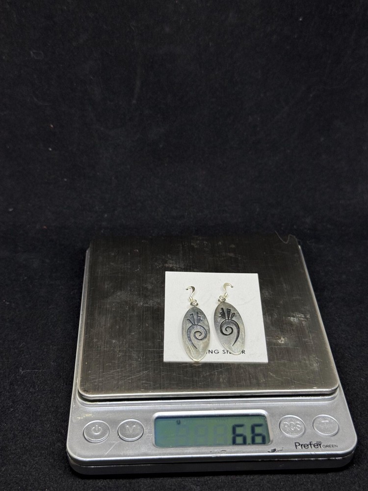 Handmade Native American Hopi Plain Sterling Silver dangle Earrings