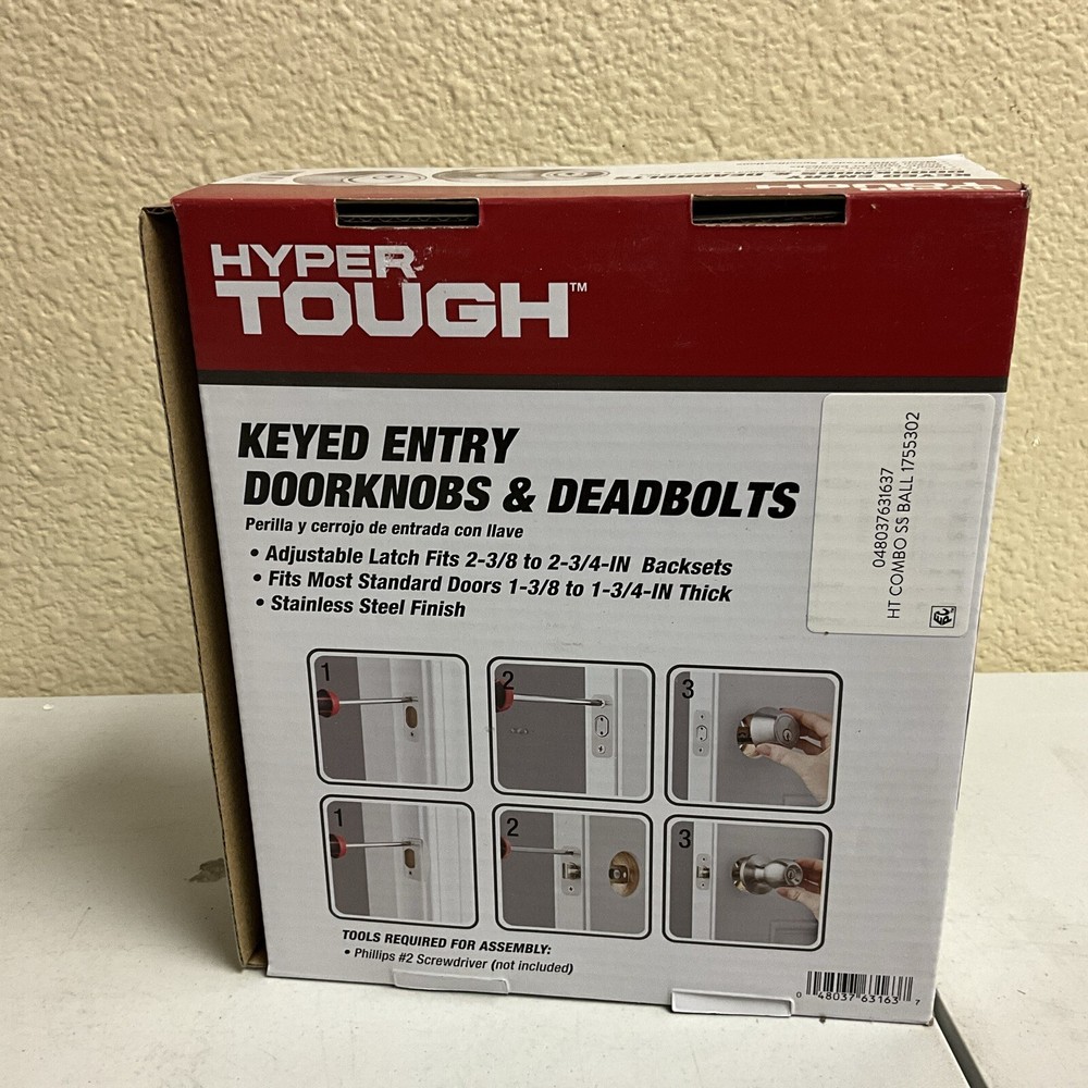Hyper Tough Keyed Entry Doorknob & Deadbolt, Silver Finish - NEW