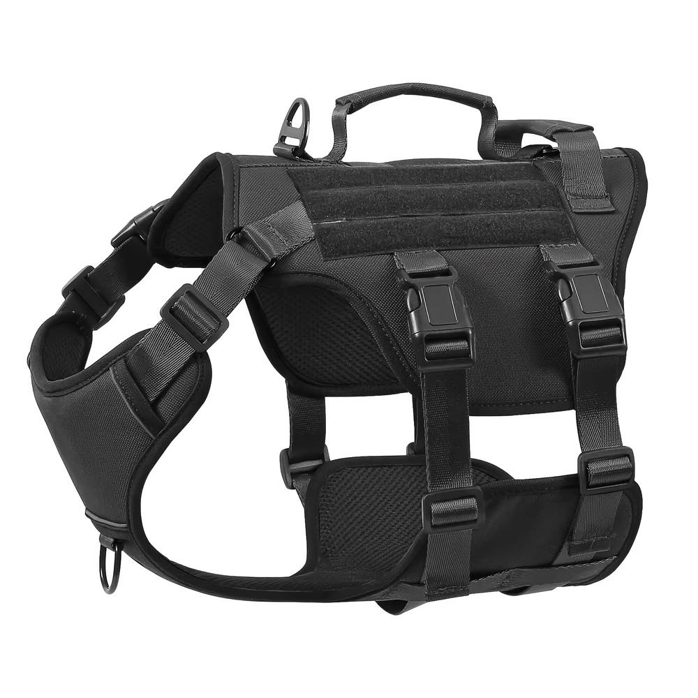 Heat-Resistant Nylon Tactical Dog Harness Adjustable No-Pull Reflective Vest wit