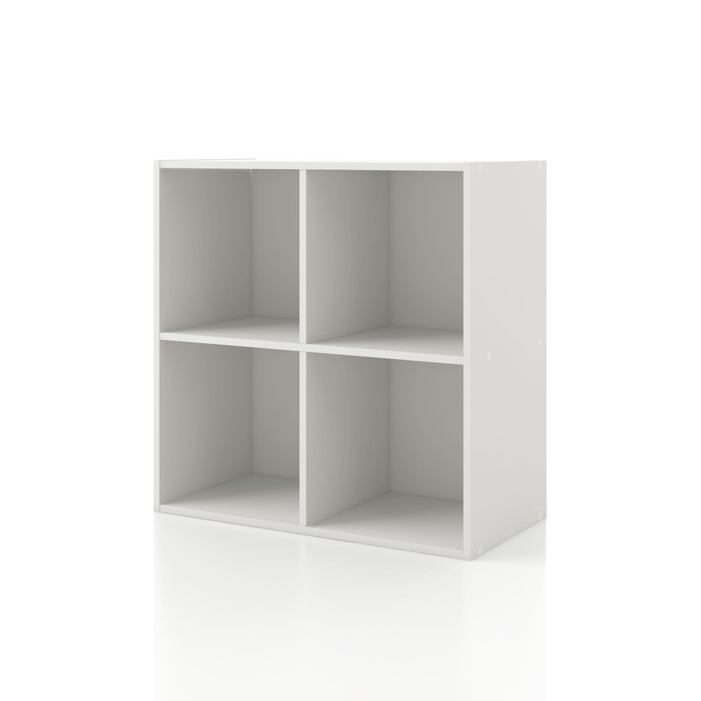 Apexa 4-Cube Storage Organizer Shelves, Stackable Wood Bookcase Fits Cubby Bi...