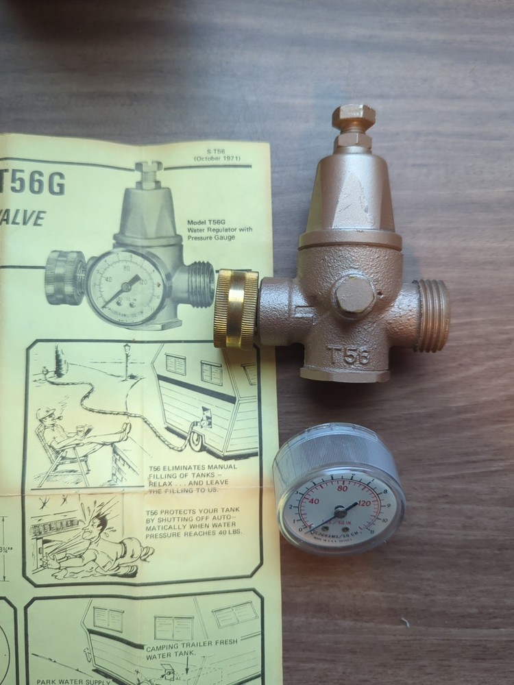 Watts No. T56, T56G Water Pressure Fill Valve Regulator For Recreational Vehicle