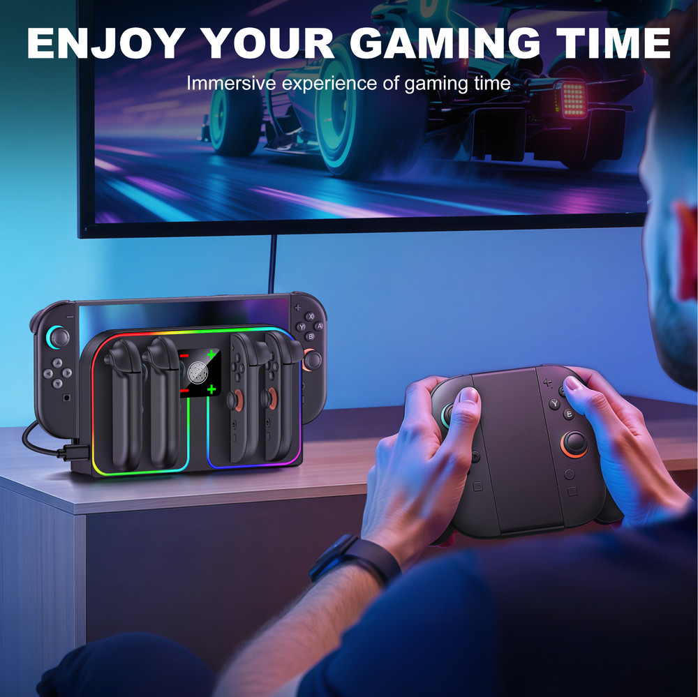 LED Wall Mount Charging Dock for Nintendo Switch 2 Controller Charger Stand