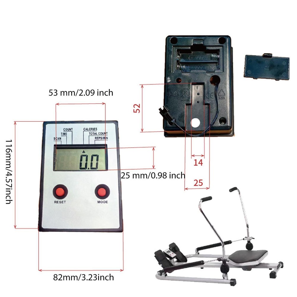 Rowing Machine Counter Monit Speedometer Digital Display Multifunctional