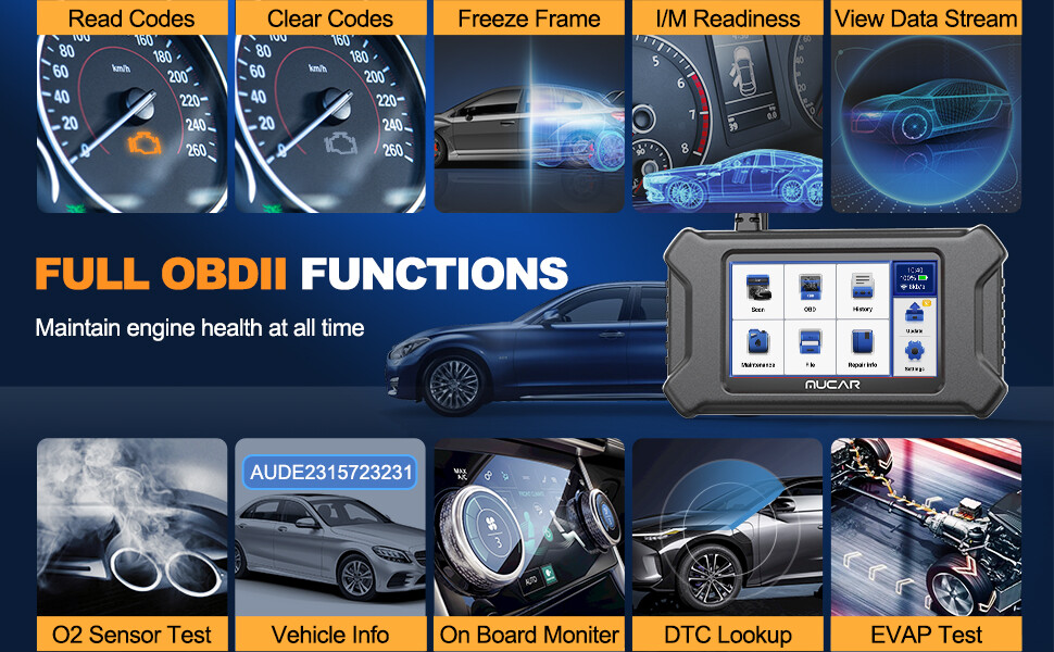 MUCAR CS4 OBD2 Scanner Check Engine ABS SRS SAS AT EPB Reader Diagnostic Tool US