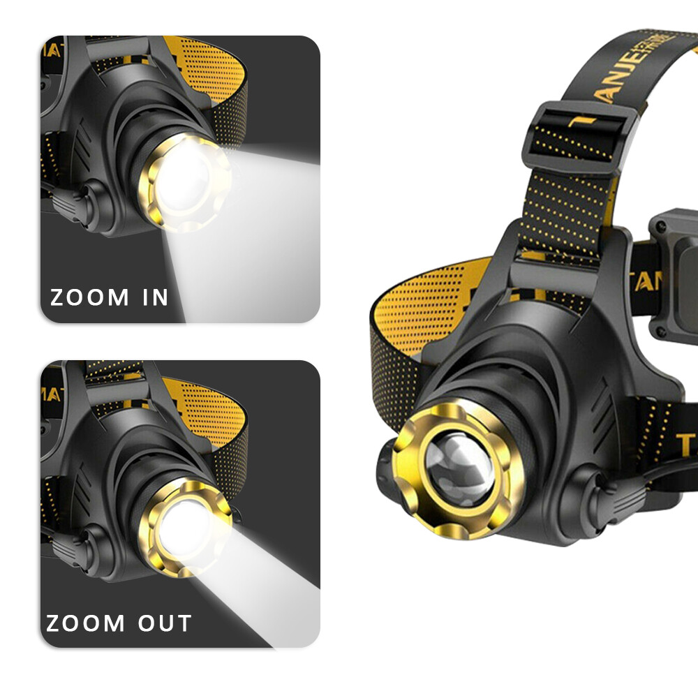 2 Pack 1200000lm LED Headlamp Headlight Flashlight Adjustable Head Torch 3 Modes