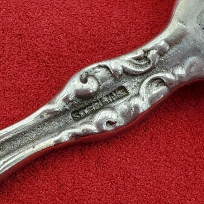 Lily Pattern Cast Sterling Silver Serving Fork with Bar Between Tines #12017