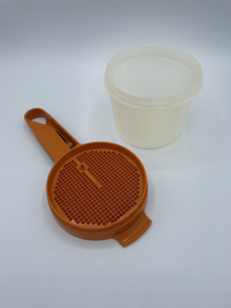 Vintage Tupperware Sifter Orange Plastic 1689-10 & Container 1493-11