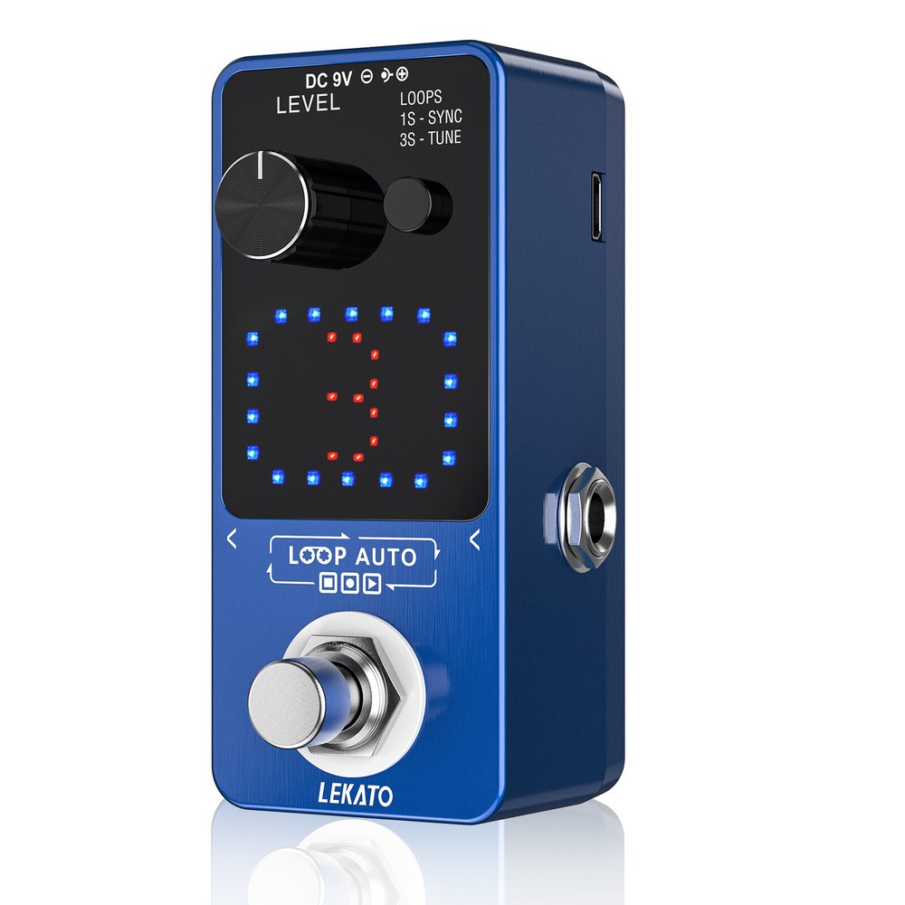 LEKATO Looper Pedal with Tuner & SYNC Function Auto Record 18 Min 3 Loops w/LED