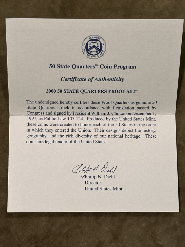 US Mint 50 State Quarters Proof Set Cases “EMPTY” 99-01