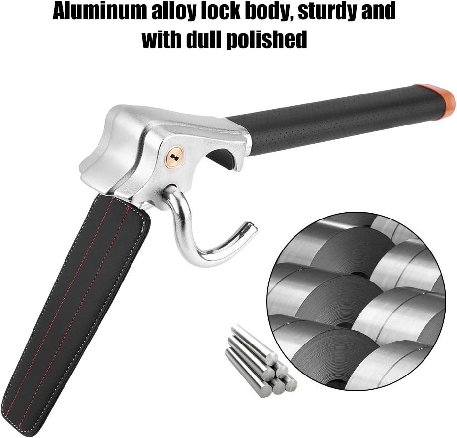 Car Steering Wheel Lock, Folding Anti-Theft Black + Silver