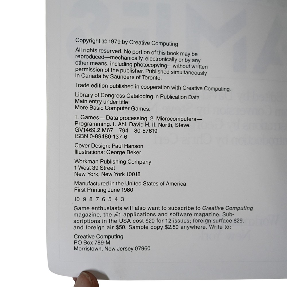 Rare Vtg 1979 More Basic Computer Games Book Ahl PC Programming Coding Arcarde