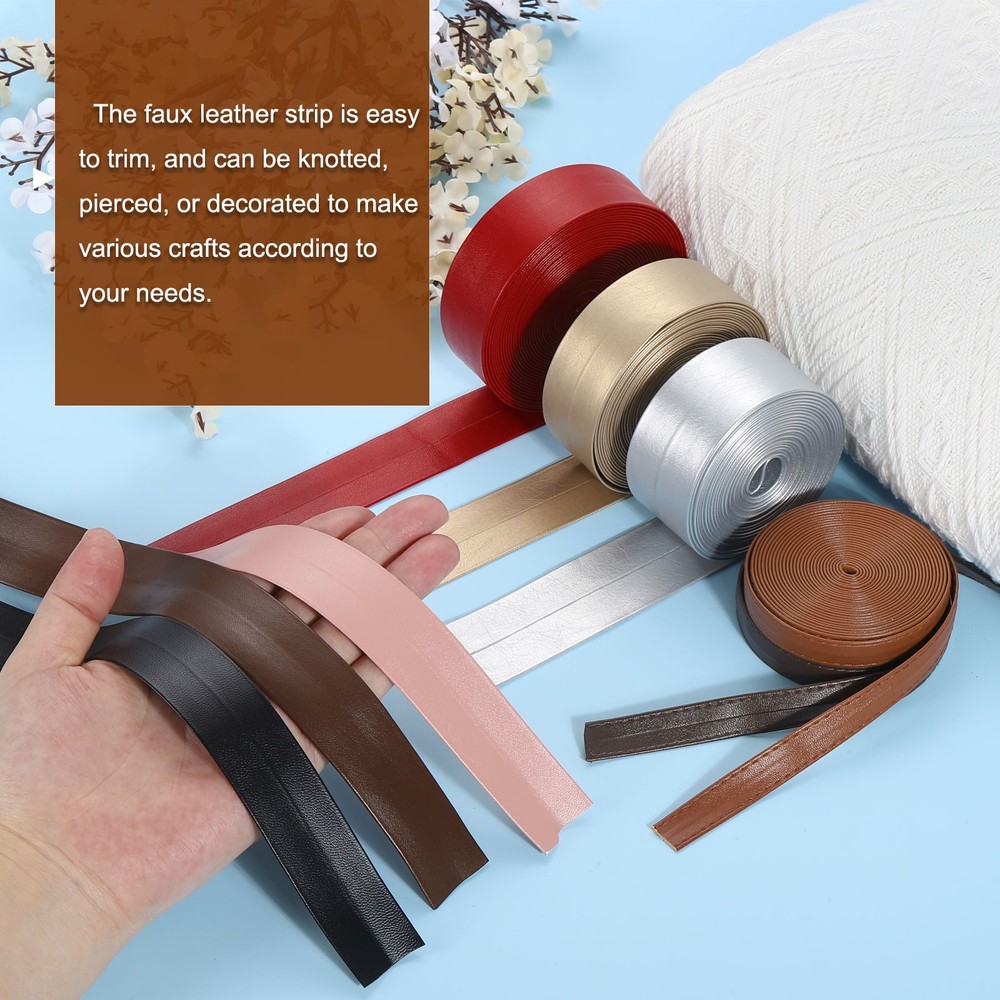 3 Yard 30mm PU Faux Strips, Fold Over Strap Roll, Light Brown