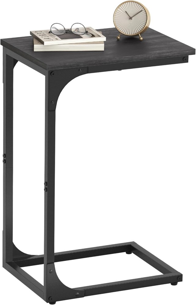 C-Shaped End Table Small Side Table Couch Sofa Table W/ Metal Frame Living Room