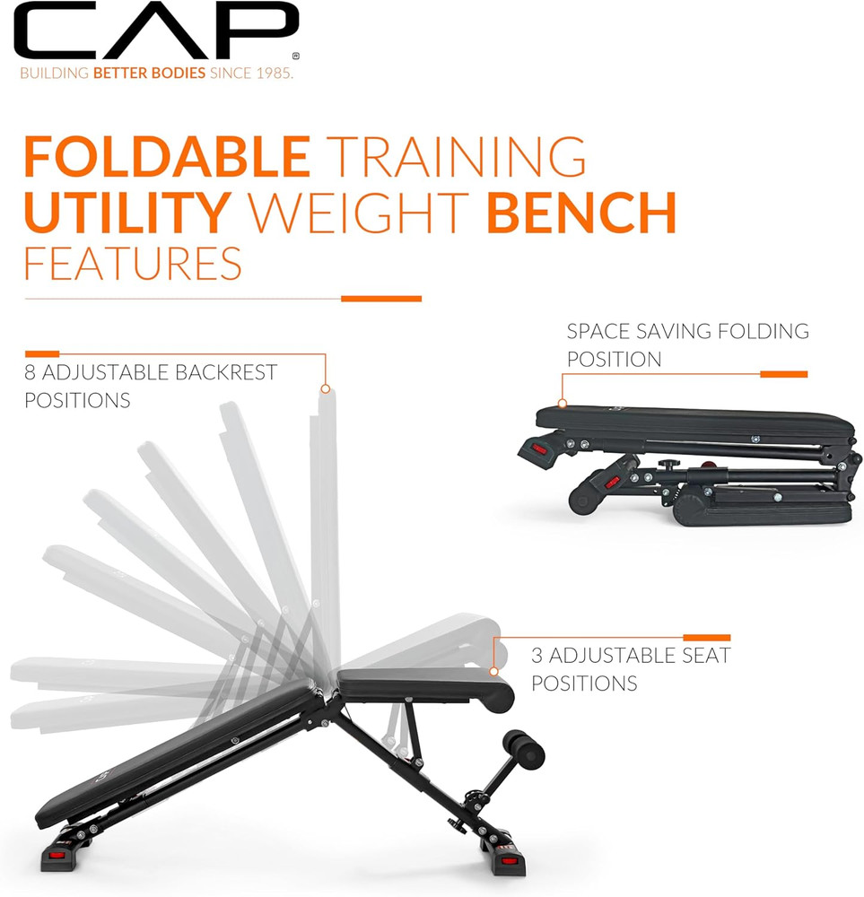 CAP Barbell Multi-Purpose Adjustable Utility Strength Training Weight Bench | Mu