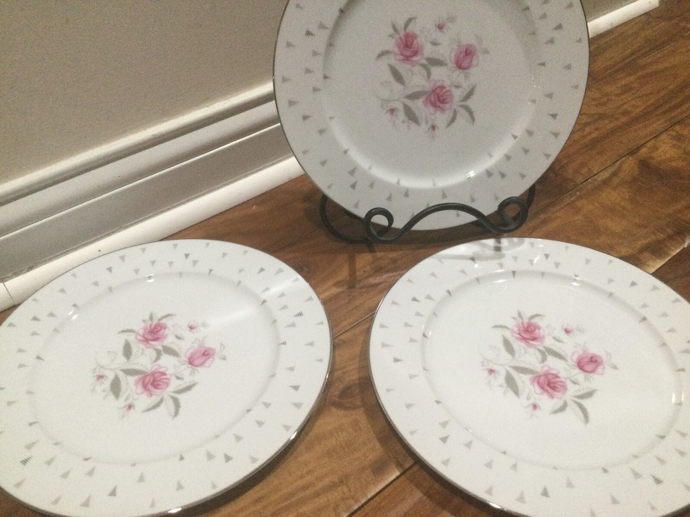 7 pc place setting(s Sango Arcadia pink rose plate bowl cup MORE AVAILABLE MINT