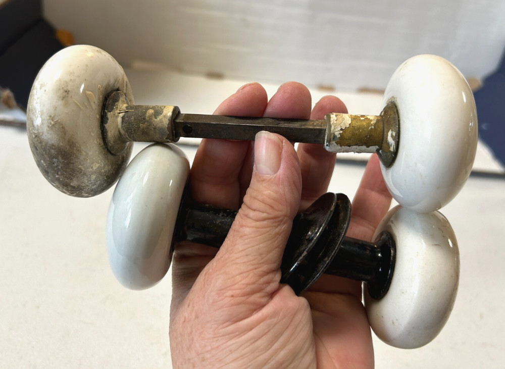 Vintage Porcelain White Door Knobs