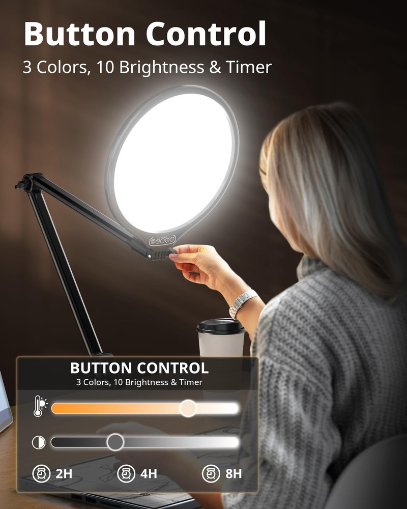 10" Key Light for Streaming, Desk Ring Light with Adjustable Arm, Zoom Lighti...