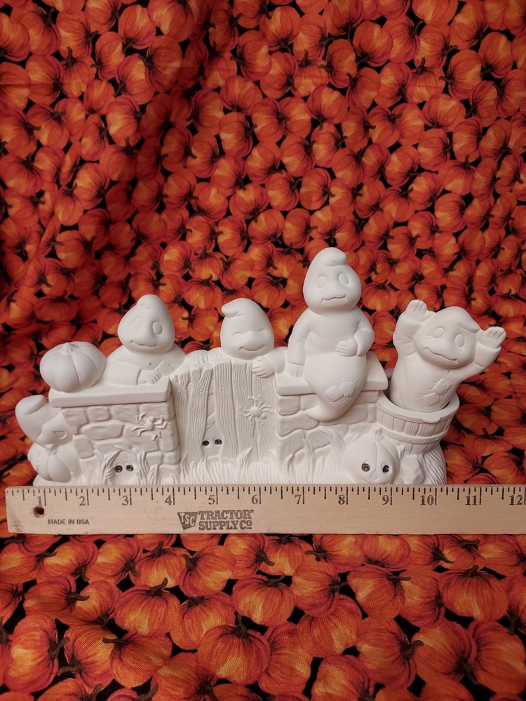 Ceramic Bisque~ Ready to Paint ~Ghost Fence Scene Rice Light Included