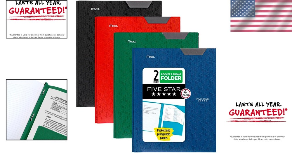 Plastic Folder 4 Pack - Water-Resistant & Eco-Friendly for School & Office Use