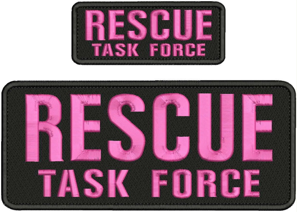 RESCUE TASK FORCE EMBROIDERY PATCH 4X10 AND 2X5 HOOK ON BACK pink on black
