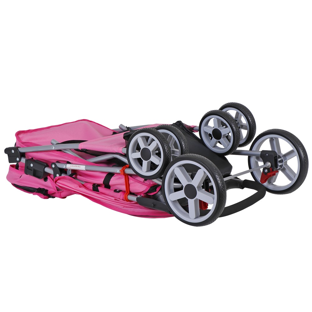 Collapsible Pet Stroller with Mesh Window and Quality Upgrades Smooth Zipper