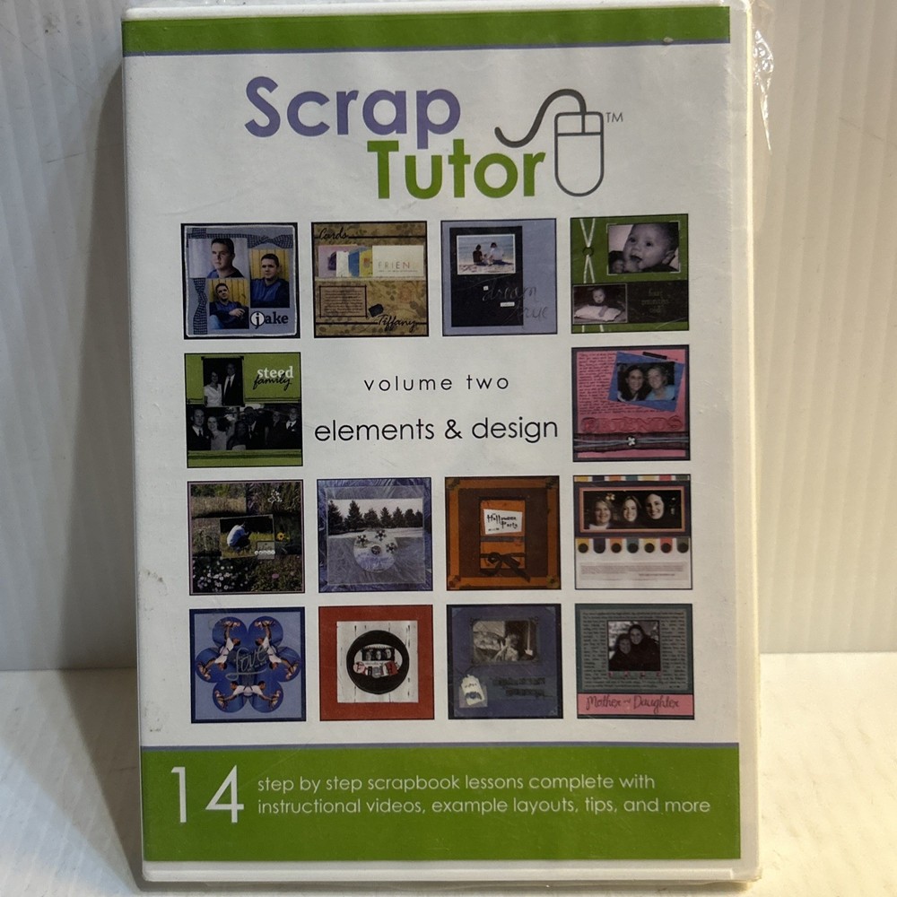 Scrap Tutor Volume Two Elements & Design 14 Step By Step Lessons DVD /90e