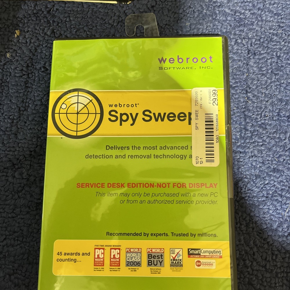 Webroot Spy Sweeper Windows Vista XP 2000 Computer Software CD-ROM in Case 2007